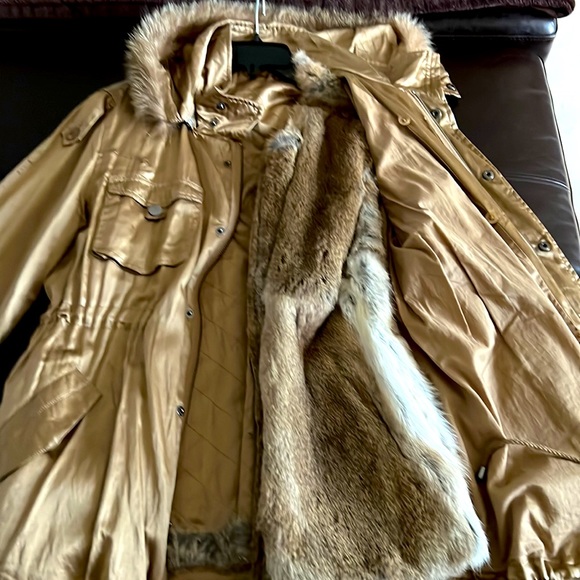 La ROK LUXE silk, cotton and real fur coat - Picture 2 of 13